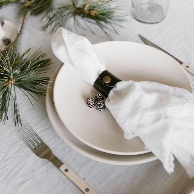 Black Leather Napkin Rings