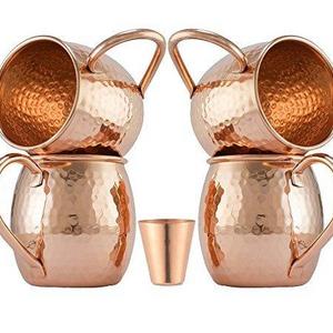 RV Hammered Copper Moscow Mule Mug with Brass Handle, 18oz