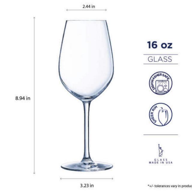 Grand Estate 16 oz. Stemmed Wine 6 PC Set