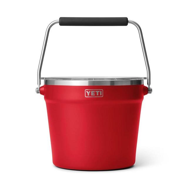 YETI Rambler Beverage Bucket, Double-Wall Vacuum Insulated Ice Bucket with Lid, Rescue Red