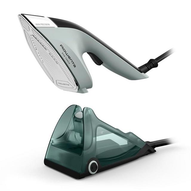 Rowenta, 2-in-1 Duo Force Iron and Steamer for Clothes, 1700W Steam Iron, Stainless Steel Soleplate, Ultra-lightweight, Detachable 13.5-oz Water Tank, 30s Heat-Up, Anti-Drip, Black & Green, JR4030