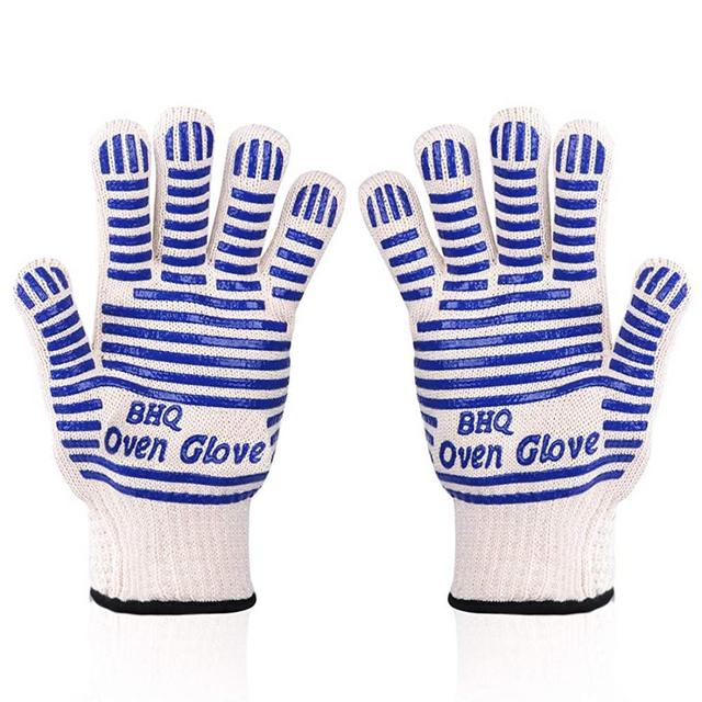 Oven Gloves Oven Glove BBQ Glove Mitt Glove Grill Gloves Extreme Heat Resistant Oven Gloves - EN407 Certified 932F - Cooking Gloves for Grilling, Baking,Cutting, Smoker Fireplace，2 PACK (Blue)