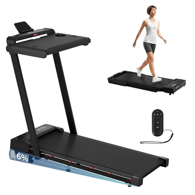 Hccsport Foldable Treadmill with Incline Treadmill with Home Removable Desk Workstation 3 in 1 Folding Small Compact Walking Treadmills 300 Lbs Capacity for Home Office