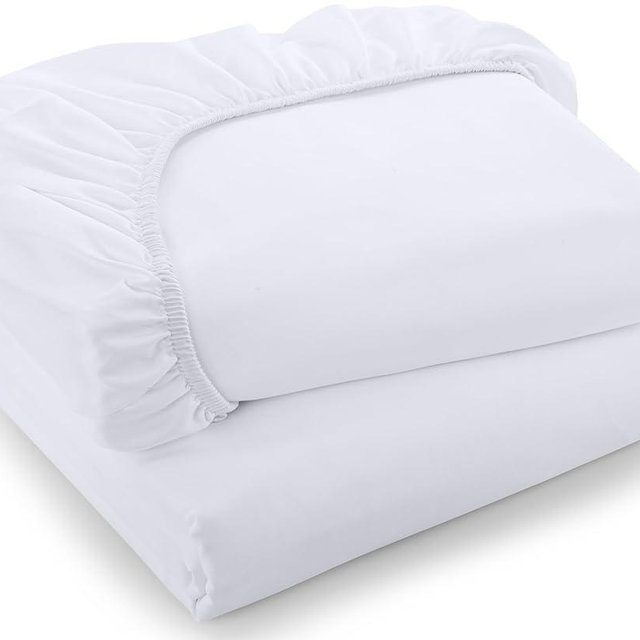 Utopia Bedding Twin Fitted Sheets - Bulk Pack of 02 Bottom Sheets - Soft Brushed Microfiber - Deep Pockets - All Around Elastic (White)