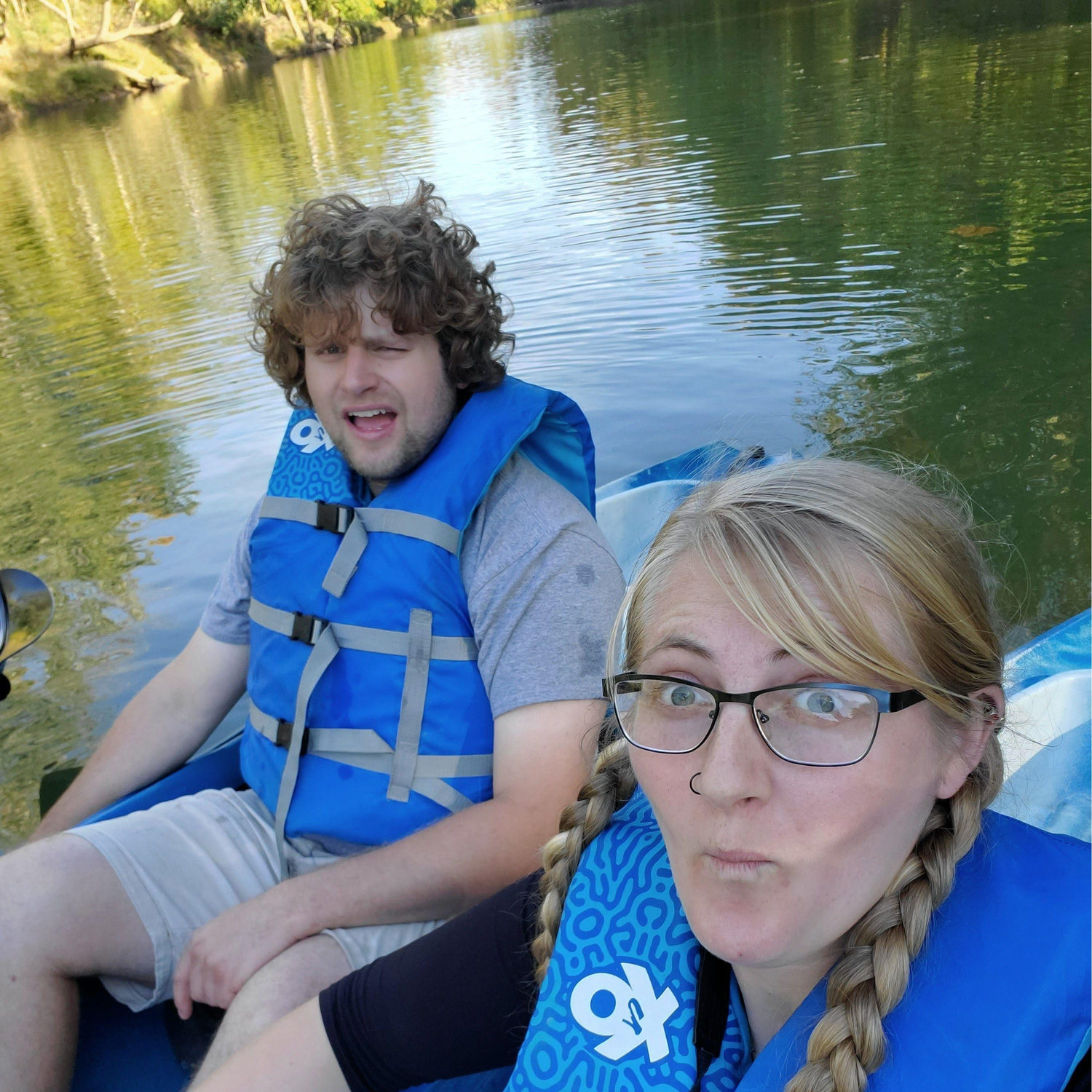 Being goofy while kayaking on the Green River in Kentucky during our Mammoth Cave trip in October 2022.