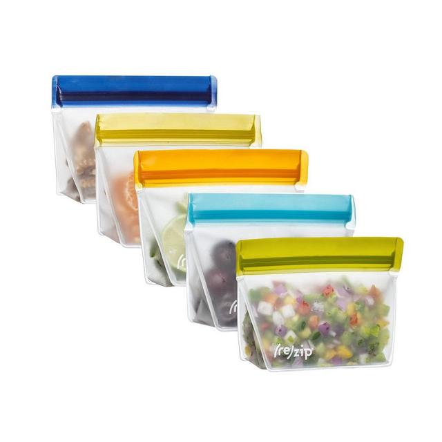 zip Leakproof Stand-Up Reusable Food Storage Bag - 5ct