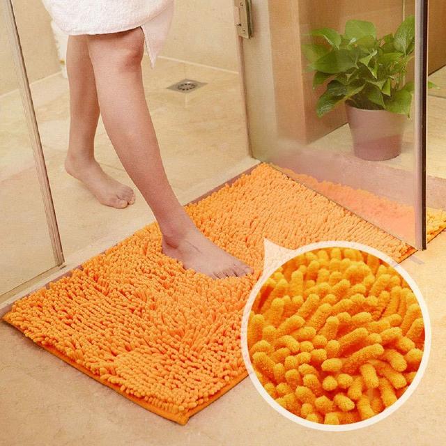 Orange Bath Rugs Bathroom Mats and Rugs Non Slip Ultra Soft Chenille Rug/Bathmat/Toilet Mat/Toilet Rug/Shower Rug Washable Rug Super Absorbent Throw Rug 19.7 x 31.5 Inch