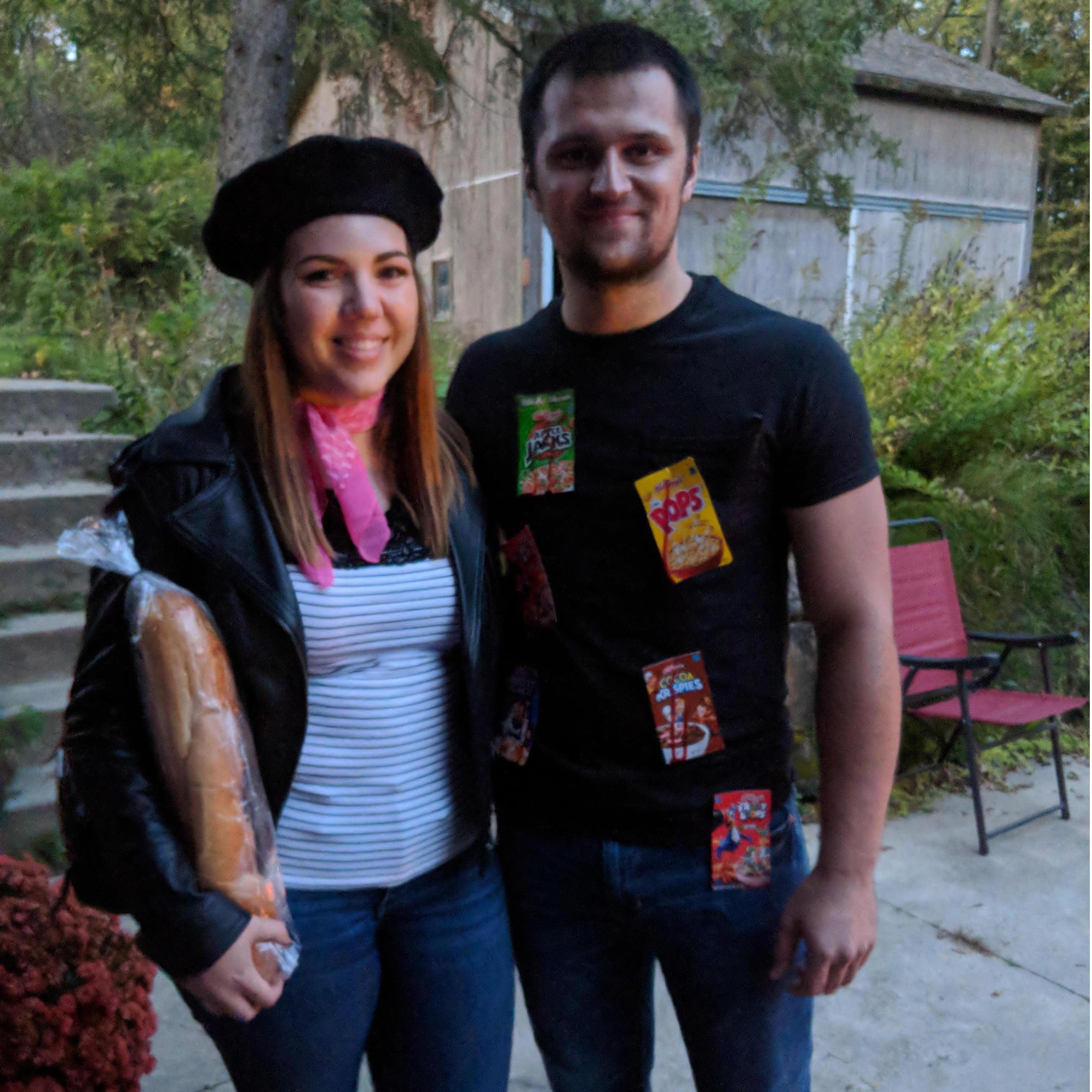 Our first Halloween together when we were both too scared to admit we liked each other... Josiah was a cereal killer and Bri was French bread... because we've always been a punny pair!