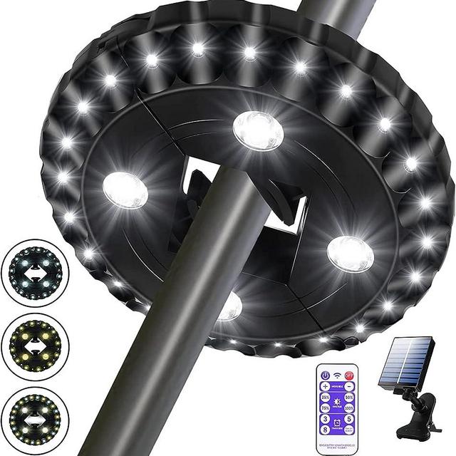 POOCCI Solar Patio Umbrella Lights Rechargeable Umbrella Patio Lights 28 LED 3 Lighting Modes Solar Powered Waterproof Outdoor Lights with Clip for Outdoor Lighting Beach Garden Party Patio Decor