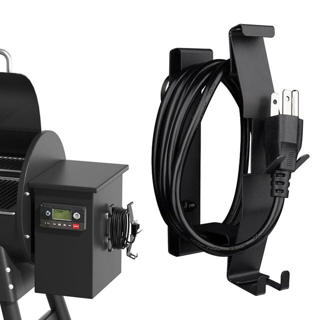 Strong Magnetic Power Cord Organizer, Goldusk All-Metal Cable Holder with Bulit-in Hook for Most BBQ Wood Pellet Smoker Grills Accessories for Traeger, for Pit Boss, for Z Grill &More (Indoor/Outdoor)