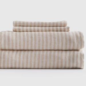 Linen Sheets | Quince in Natural/White Stripe