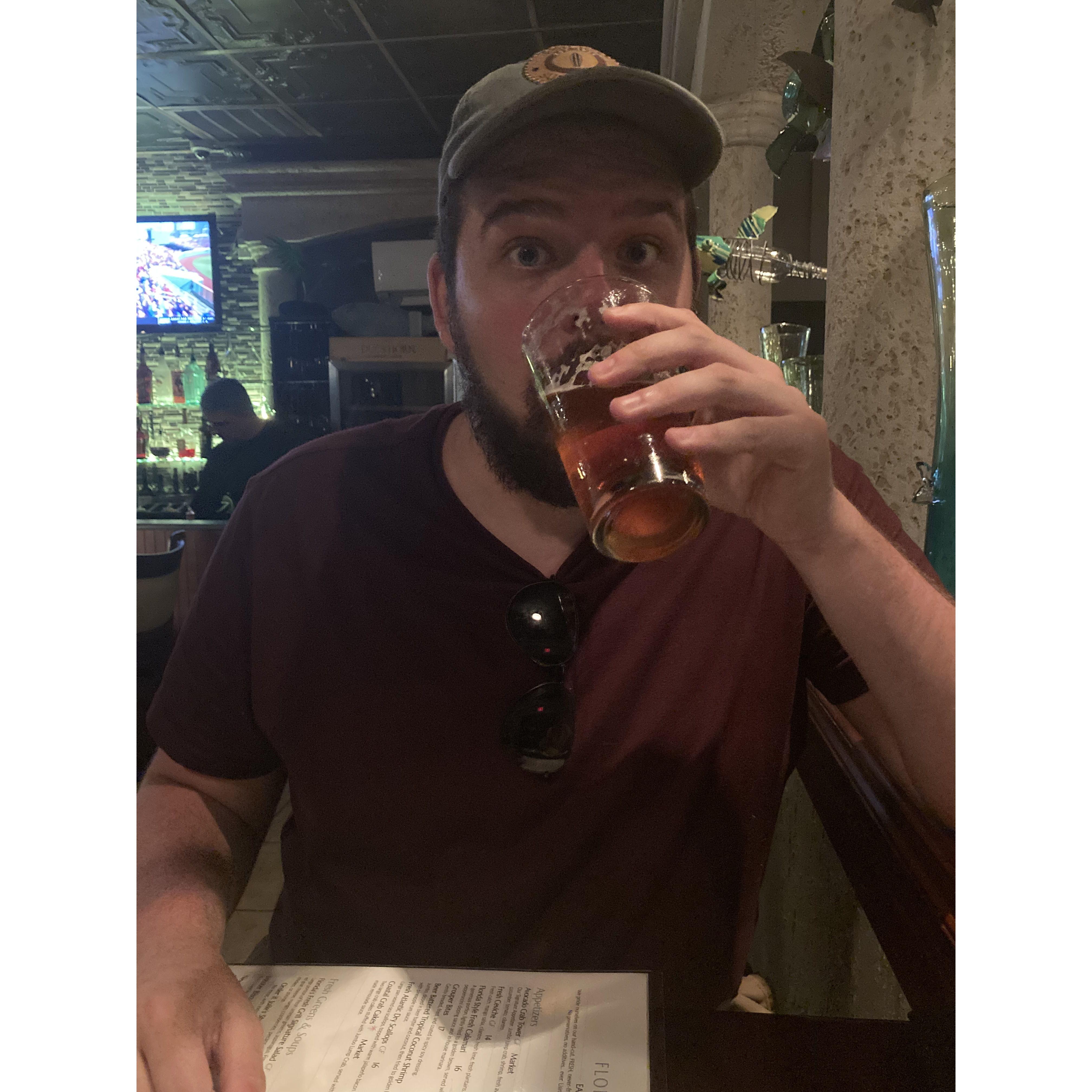 Enjoying drinks on our June 2022 vacation!