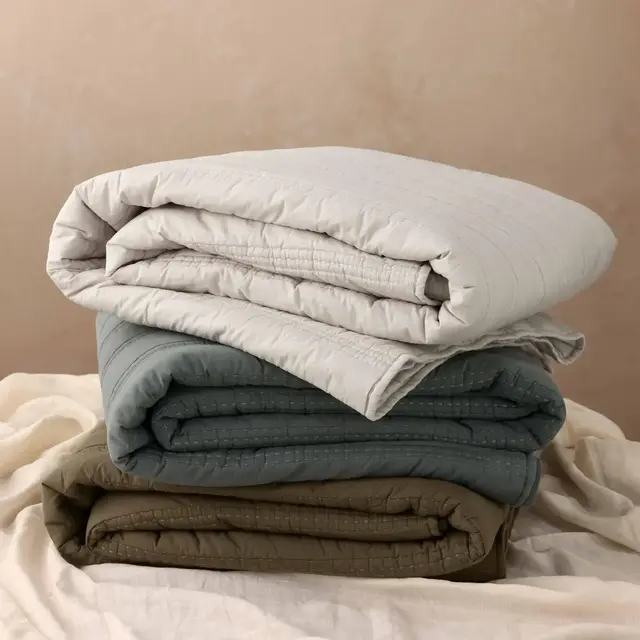 Organic Stonewashed Percale Channel Quilt