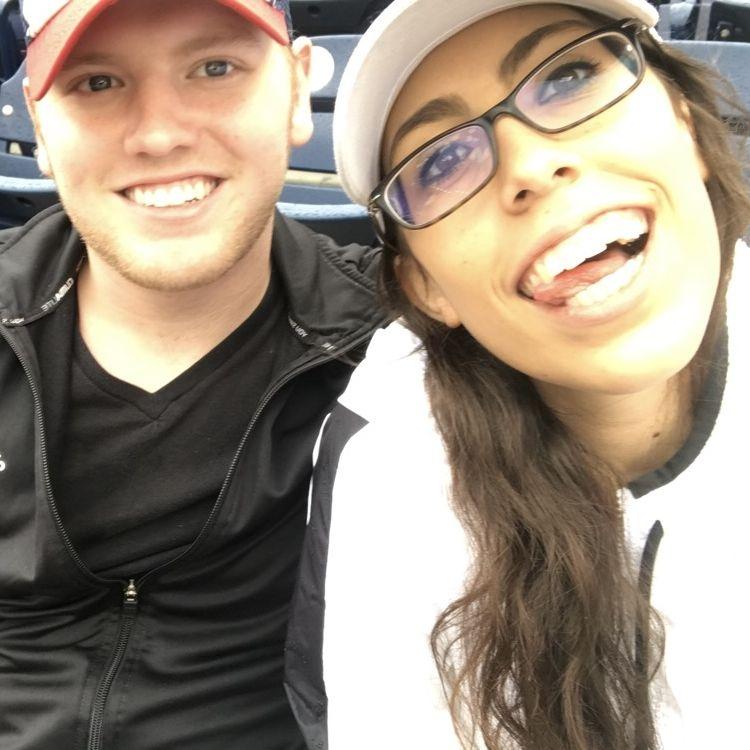 At a National's Baseball Game for our one year anniversary trip in Washington, DC - May 2017