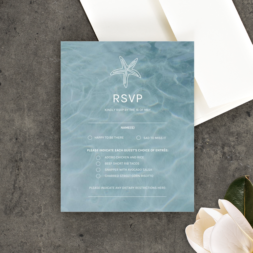 Waterview Portrait | Teal Blue | Zola Wedding Invitations