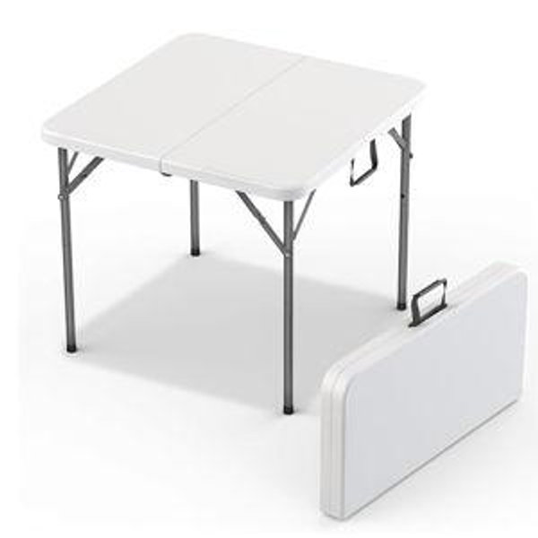 Our Modern Space 34" Square Foldable Table with Built in Handle & Steel Legs | Heavy Duty Portable | Perfect for Party, Dining, Wedding, Events, Picnic Indoor, Outdoor, Camping, Utility, Temporary
