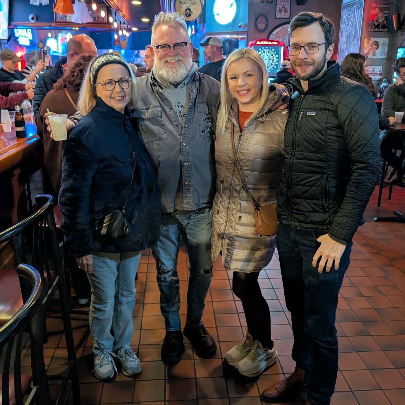 Hilary, Andrew, Hilary's mom and their friend Troy Taylor