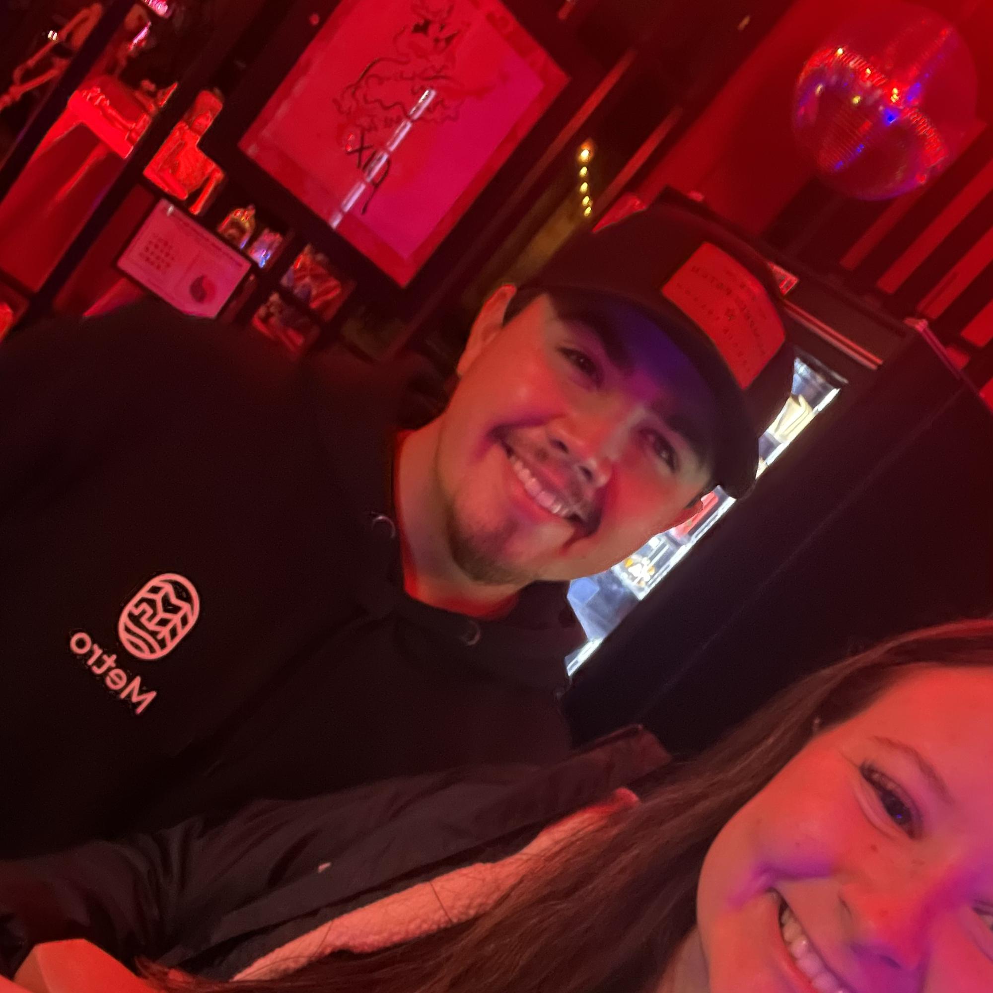 Maya and Dustin grabbing dessert in Portland, OR to celebrate great news from a procedure on Maya 2021
