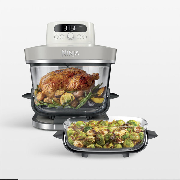 Ninja 6qt and 2.5qt Crispi Pro 6-in-1 Non-Toxic Glass Container Countertop Air Fryer Bone AS101LG