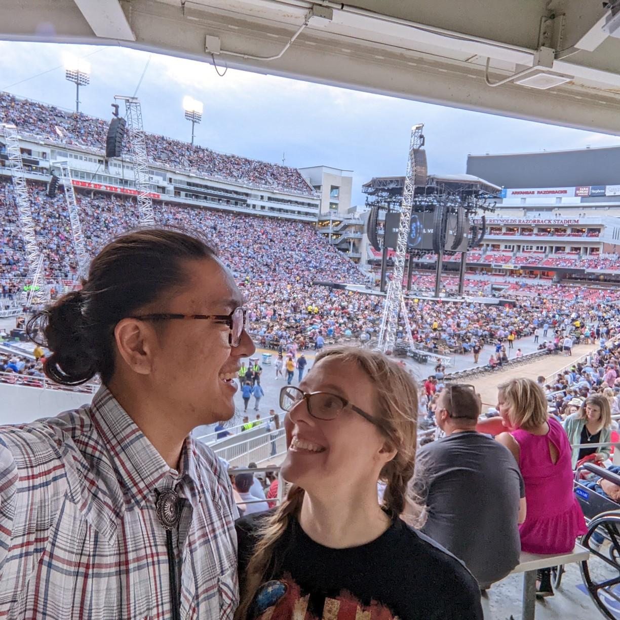 that time we went to a Garth Brooks concert and made 80,000 friends at the Bud Walton Arena