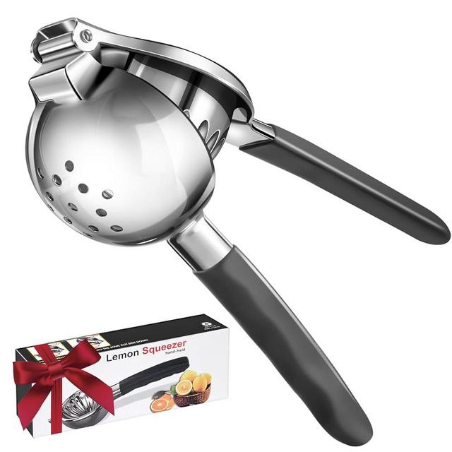 Lemon Squeezer, Sopito Stainless Steel Citrus Press Juicer Heavy Duty with Large Metal Squeezer Bowl for Seedless Juicing, Non-Slip Grip Design Manual Juicer