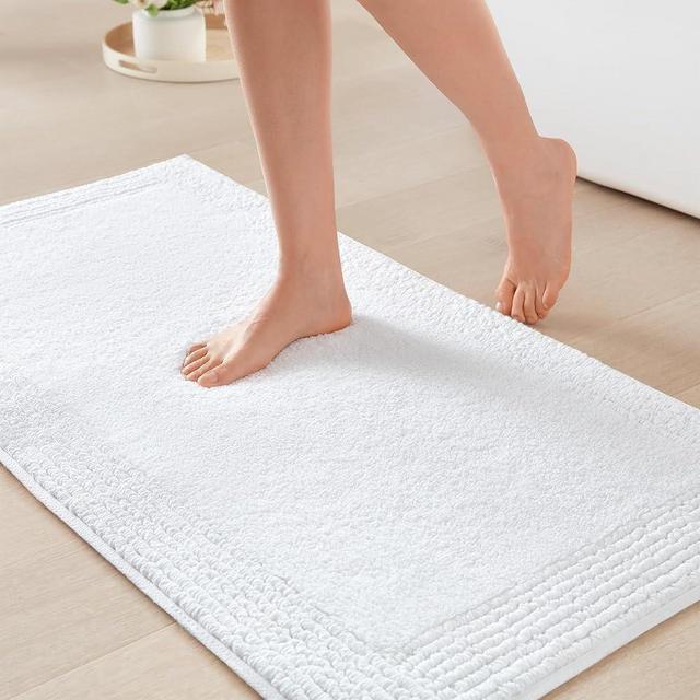 Madison Park Splendor Reversible 100% Cotton Tufted Bathroom Rug-3000 GSM Hotel Quality Luxurious Plush Medium Pile Bath Mat Absorbent, Quick Dry, Shower Room Décor, 24x36 White
