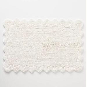 Scalloped Cotton Bath Mat - SMALL IVORY