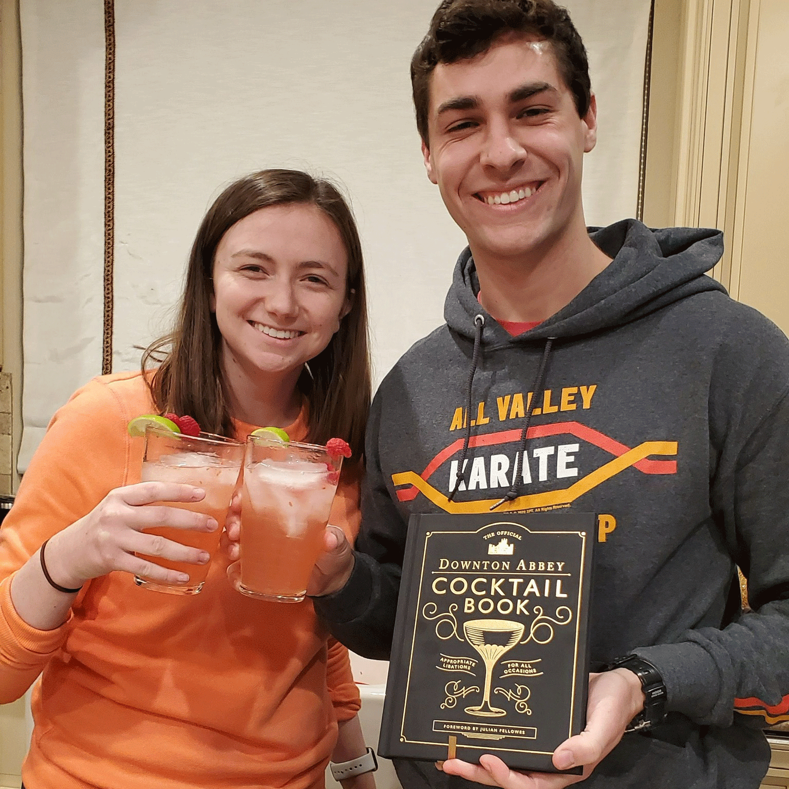 During the pandemic, we got really into Downton Abbey, and made these amazing strawberry gin fizzy drinks from the cocktail book!