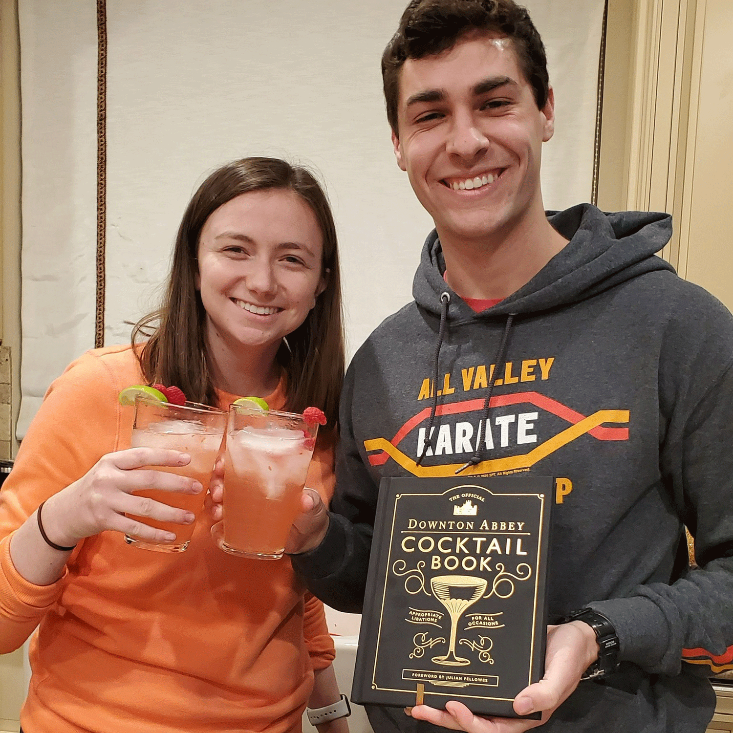 During the pandemic, we got really into Downton Abbey, and made these amazing strawberry gin fizzy drinks from the cocktail book!