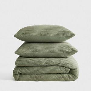 Organic Luxe Honeycomb Duvet Cover Set - Olive