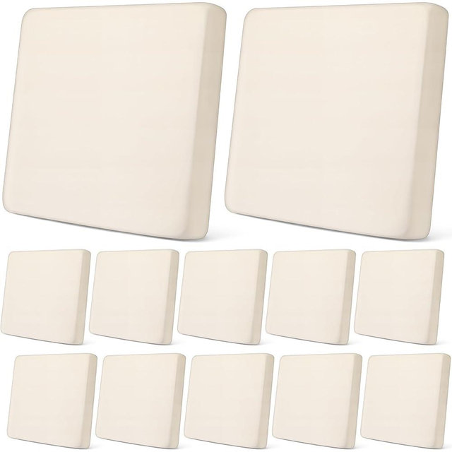 Newwiee 12 Pcs Stretch Cushion Covers Replacement Waterproof Sofa Couch Cushion Covers Washable Individual Couch Slipcovers Set Furniture Protector for Pets(20-27 Inch,Beige)