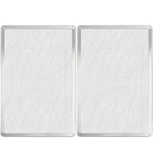 SHANGPEIXUAN Pizza Screen 11 x 16 Inch 2 Pack Rectangular Aluminum Pizza Pan Restaurant-Grade Flatbread Screen Pizza Crisper Pan,Oven-Safe