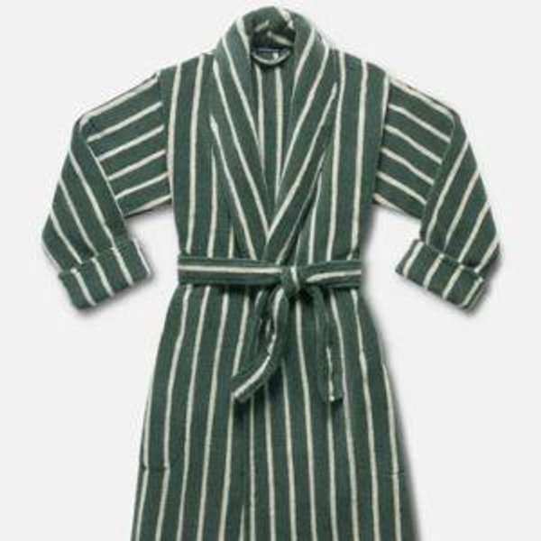 Super-Plush Robe - Striped Botanical Green