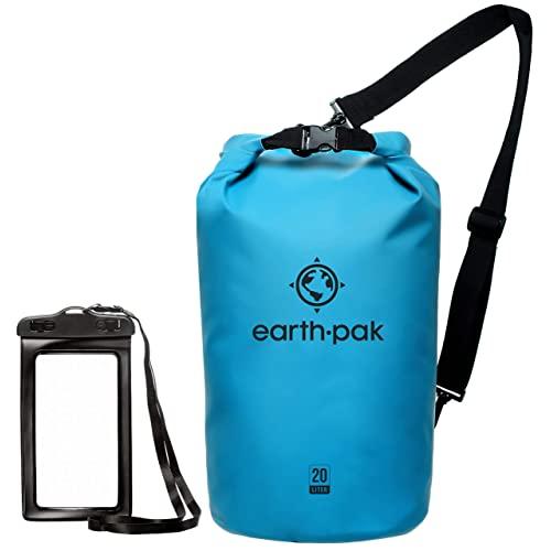 Earth Pak -Waterproof Dry Bag - Roll Top Dry Compression Sack Keeps Gear Dry for Kayaking, Beach, Rafting, Boating, Hiking, Camping and Fishing with Waterproof Phone Case