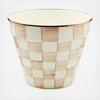 Mocha Check Stainless Steel Garden Pot