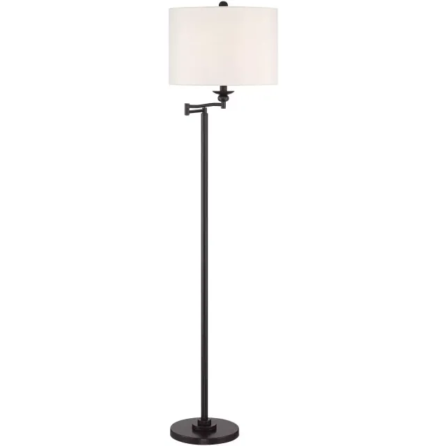 360 Lighting Romero Farmhouse Rustic Traditional 61 1/2" Tall Standing Floor Lamp Pole Swing Arm Brown Metal Bronze Finish Living Room Bedroom House