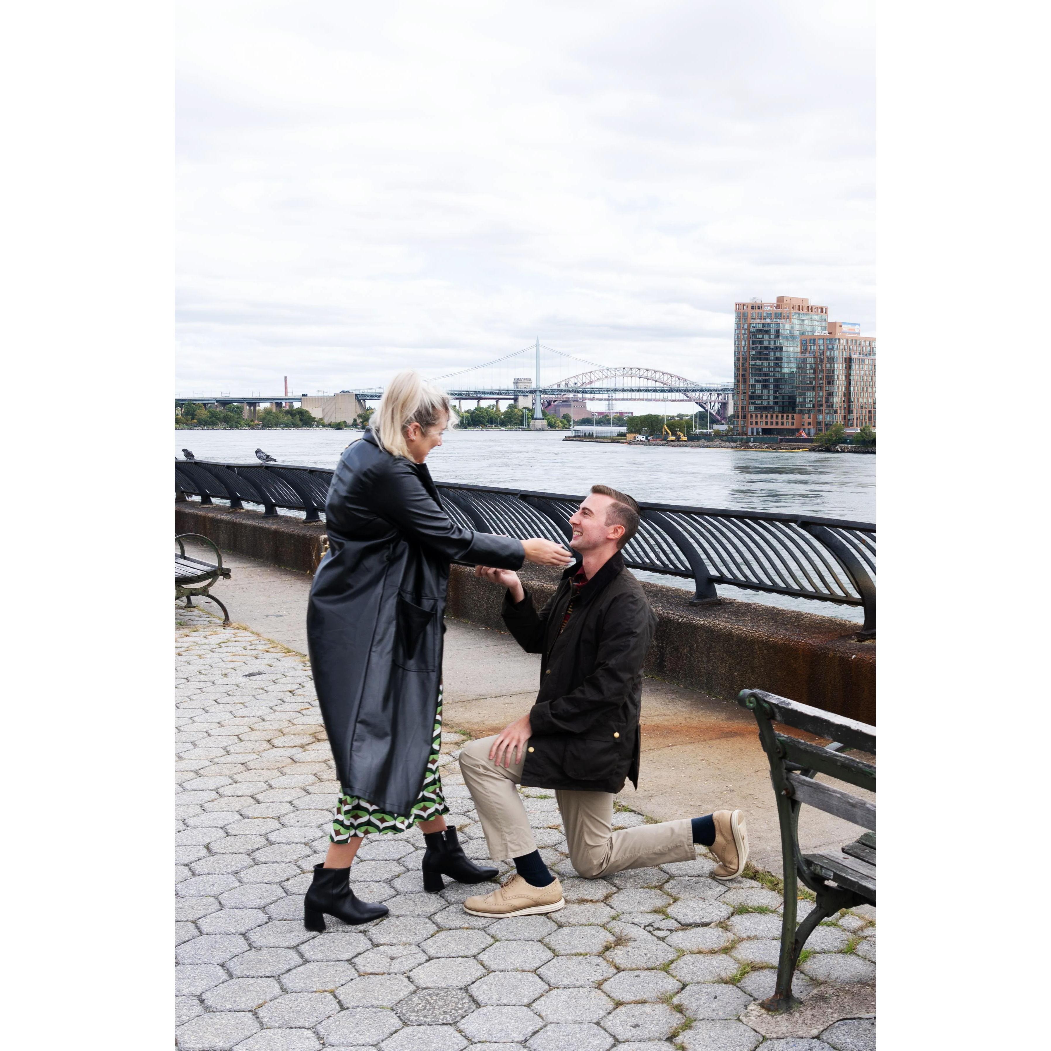 Bryan proposed to Marissa at Carl Schurz Park in New York City!