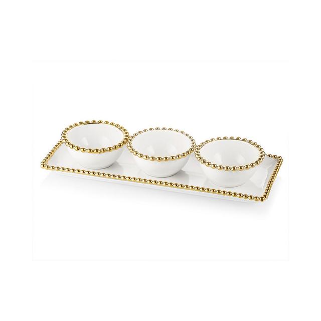 Classic Touch Bowl with Beaded Design Relish Dish