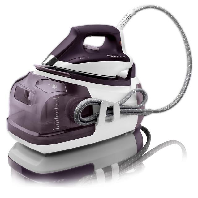 Rowenta DG8520 Perfect Steam 1800-Watt Eco Energy Steam Iron Station Stainless Steel Soleplate, 400-Hole, Purple