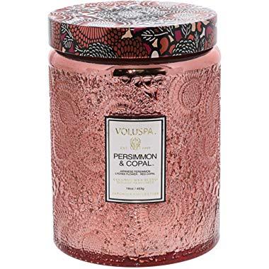Voluspa Persimmon and Copal Large Glass Jar Candle, 16 Ounce