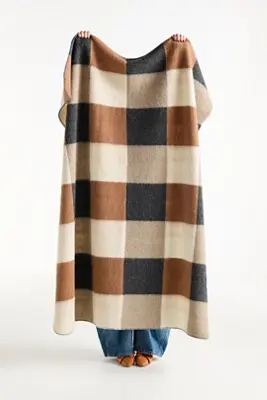 Saddle Wool Blend Throw Blanket