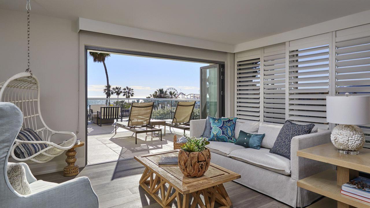 The Boho Suite and it’s balcony overlooking Santa Monica Beach and Pier, where our ceremony will take place on 9/3/18 at 6PM.