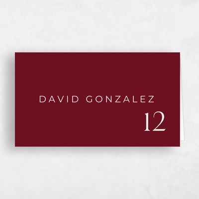 Red Typography Wedding Place Card - Josephine
