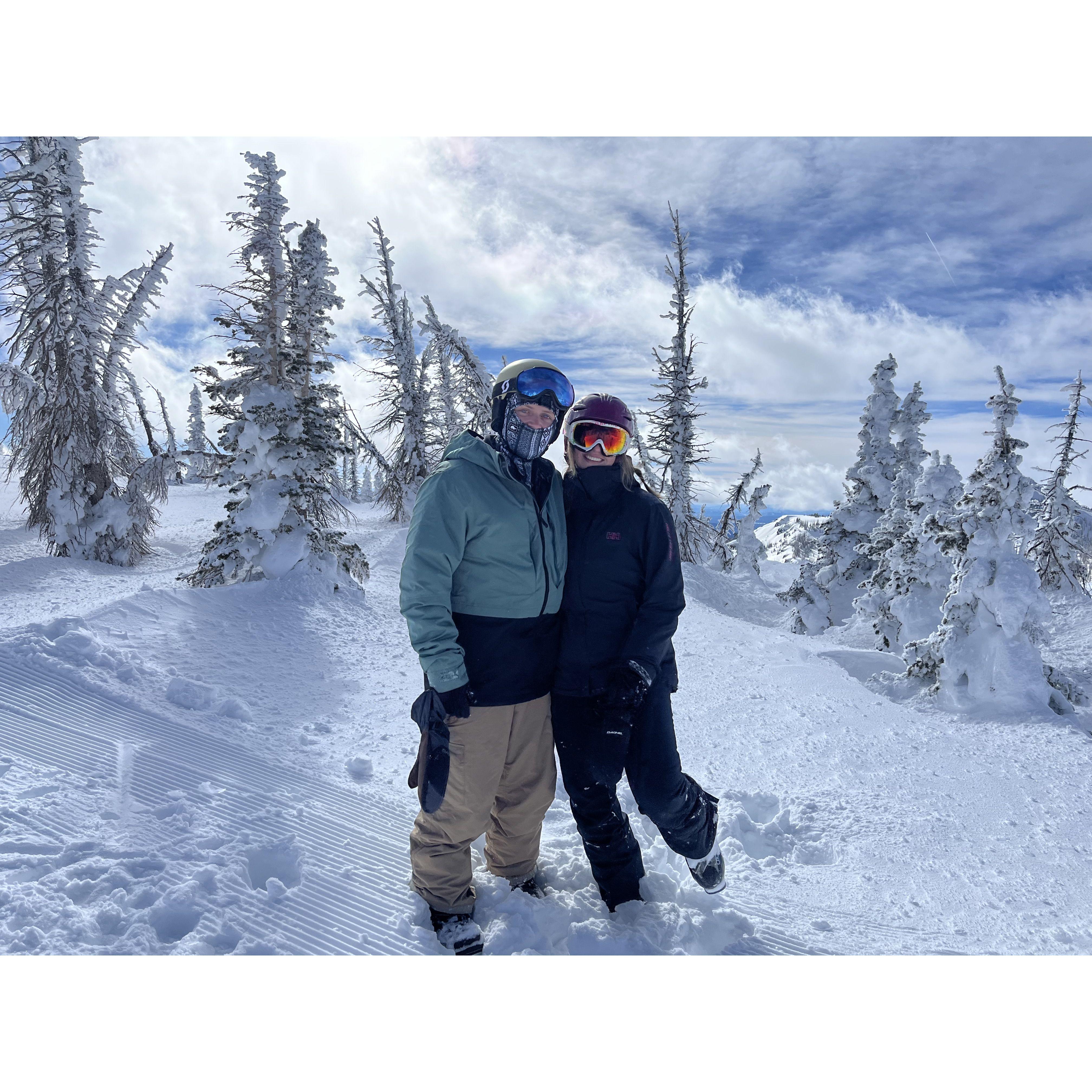 Hot chocolate break at the top of the world