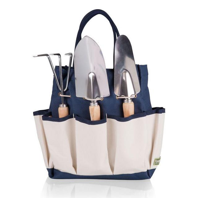 Garden Tote with Tools, 12"w x 3"D x 12"H, Navy