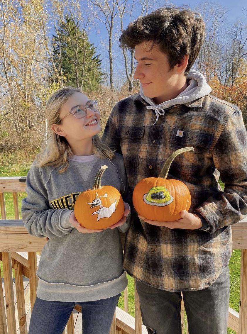 First time we painted pumpkins together for Halloween!