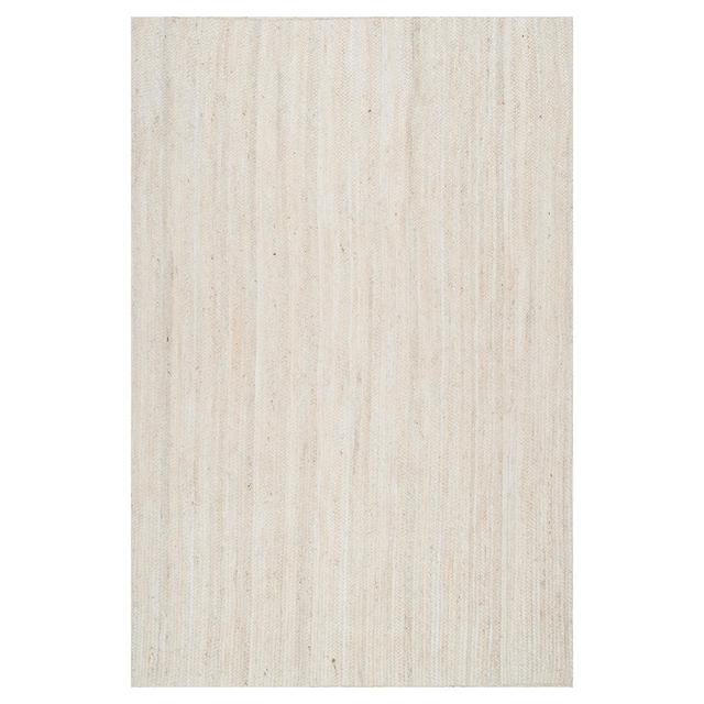 8' x 10' Solid Woven Rigo Jute Area Rug Off White - nuLOOM