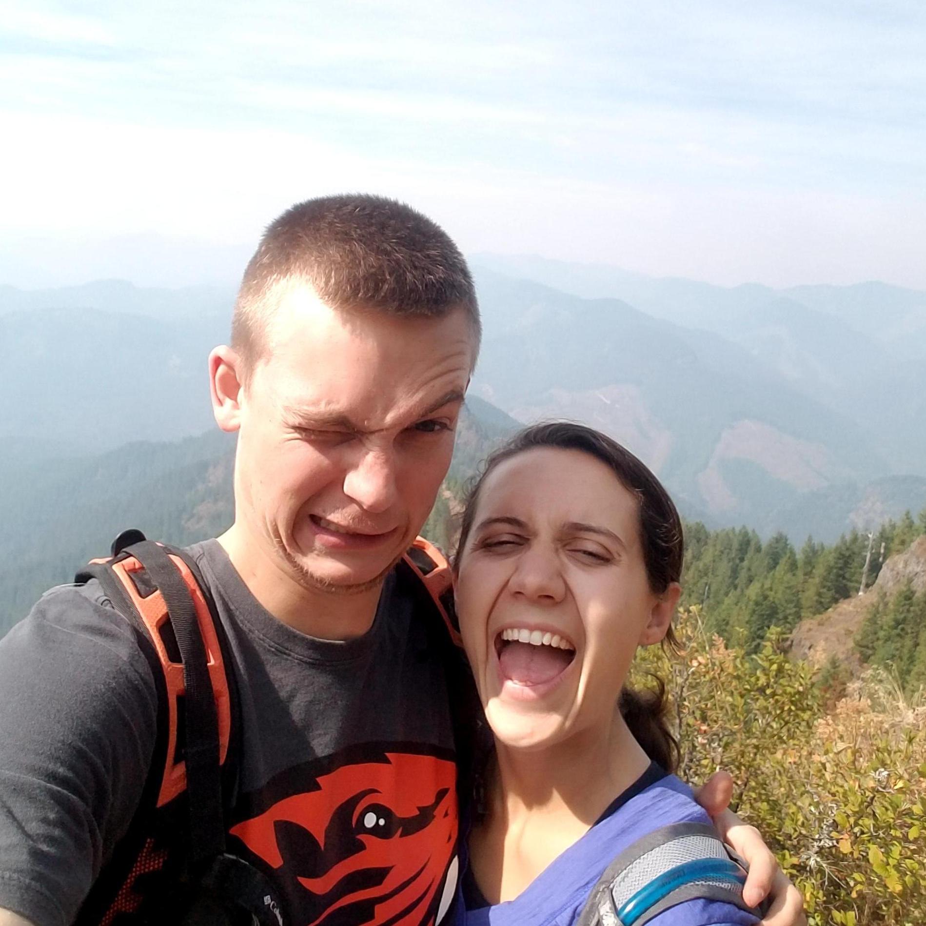 Us being goof balls at the top of King's Mountain Trail.