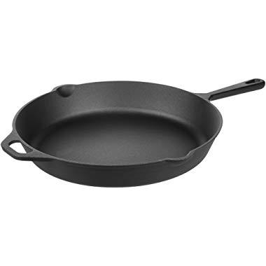 AmazonBasics Pre-Seasoned Cast Iron Skillet Pan, 15 Inch