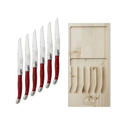 Laguiole Jean Dubost Steak Knife Set, Set of 6, Red